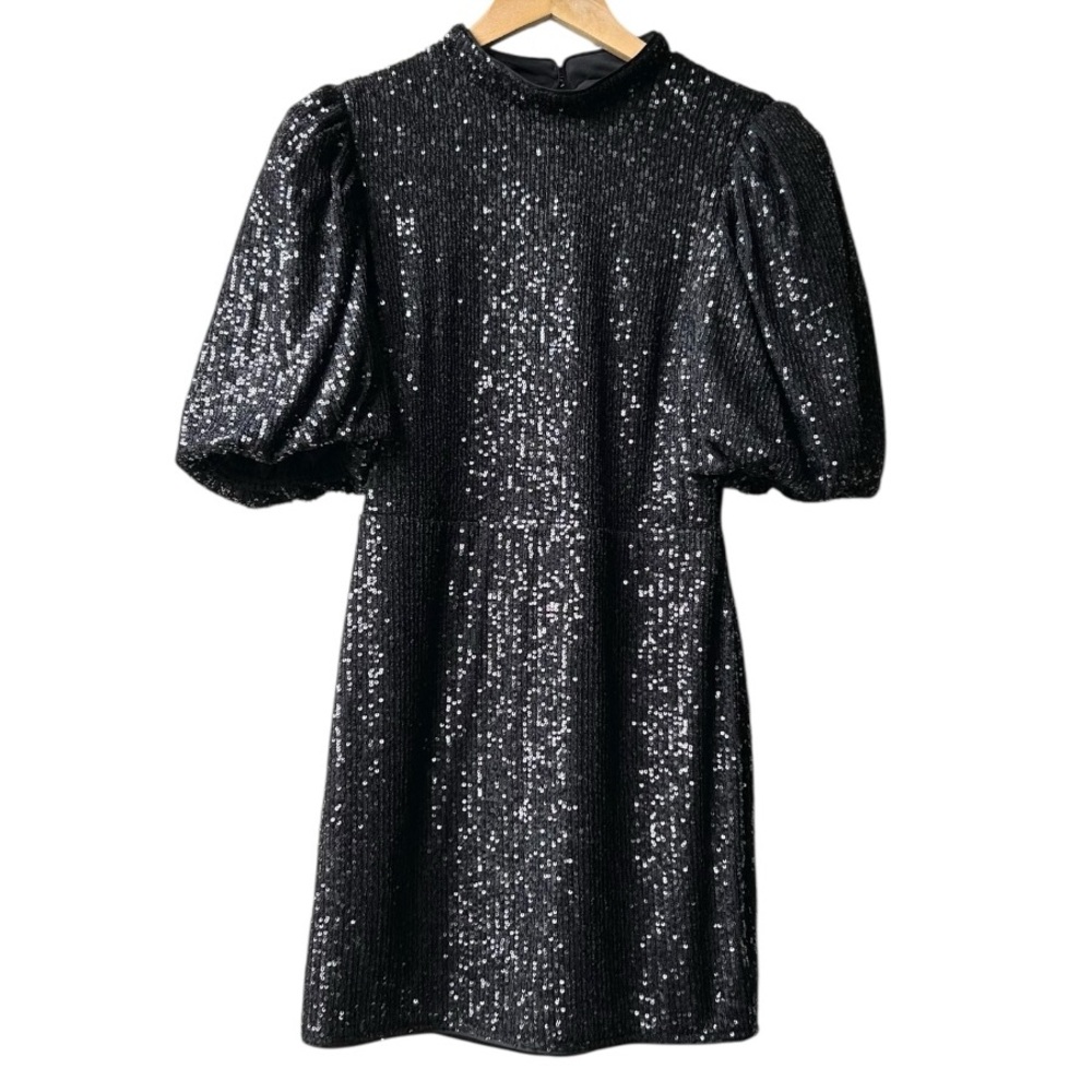 Camila Coelho Cassie Mini Sequin Dress in Black Sz M - Picture 4 of 16